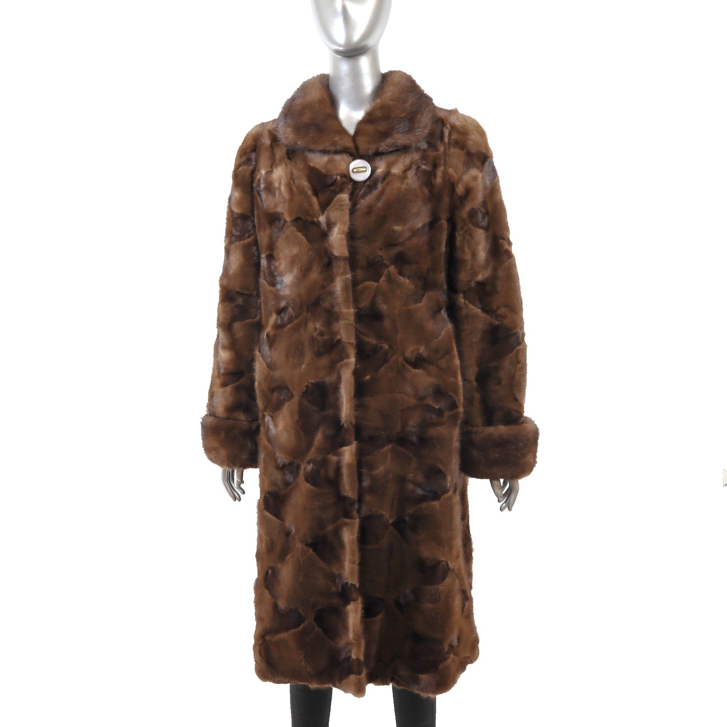 Brown Section Mink Coat- Size M
