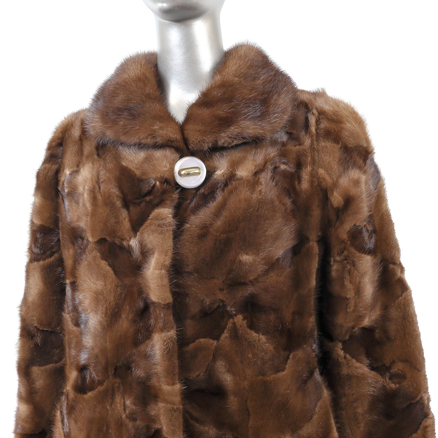 Brown Section Mink Coat- Size M