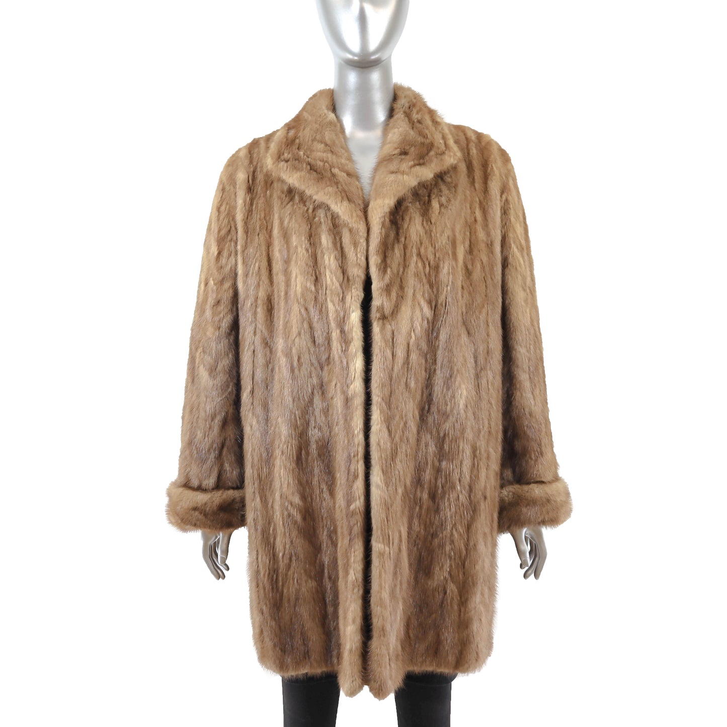 Light Brown Section Mink 3/4 Coat- Size XL