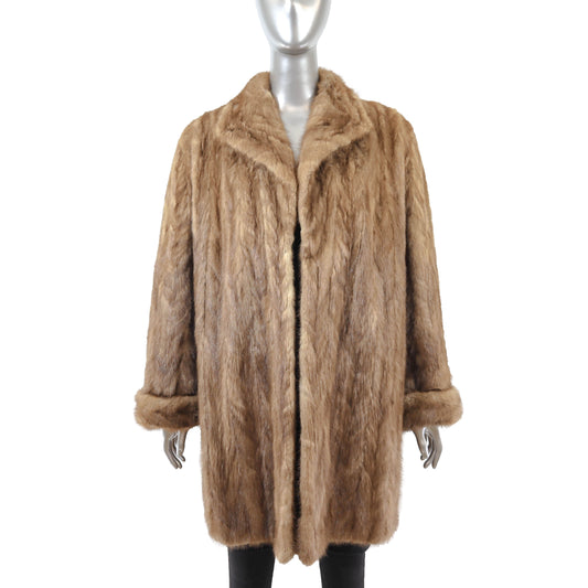Light Brown Section Mink 3/4 Coat- Size XL