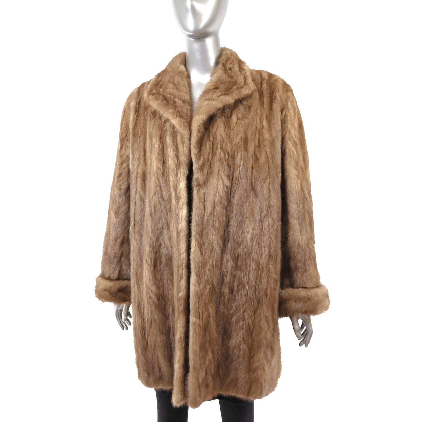 Light Brown Section Mink 3/4 Coat- Size XL