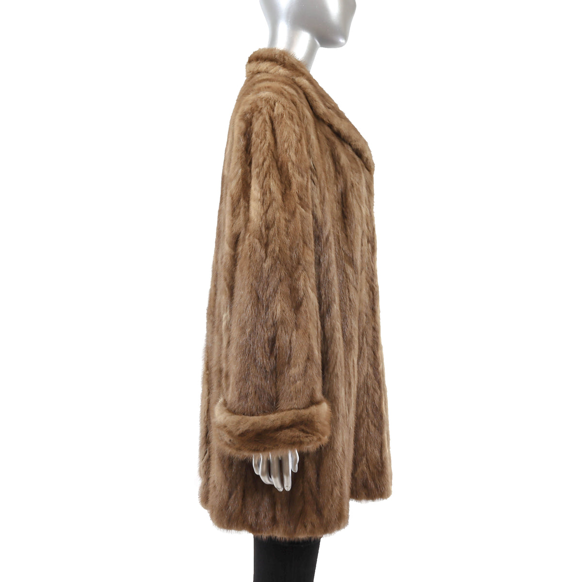 Light Brown Section Mink 3/4 Coat- Size XL