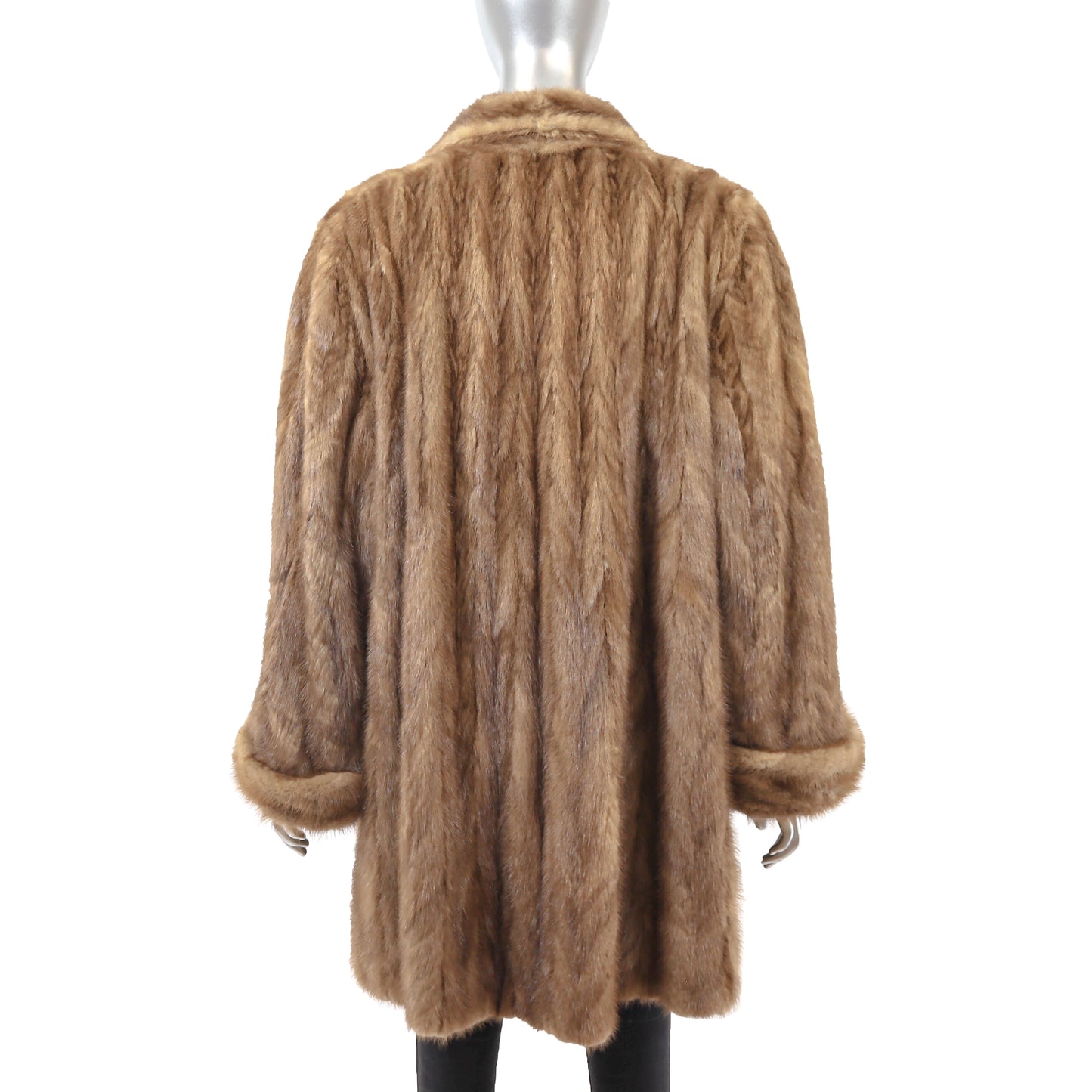 Light Brown Section Mink 3/4 Coat- Size XL