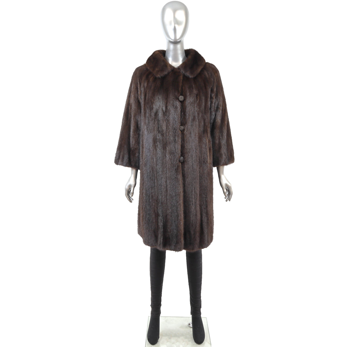 Brown Mink 3/4 Coat- Size M