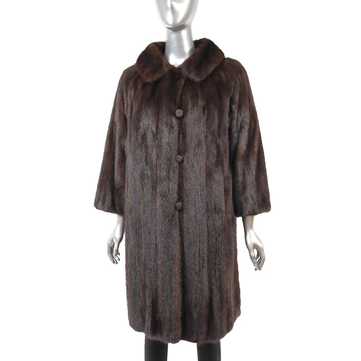 Brown Mink 3/4 Coat- Size M