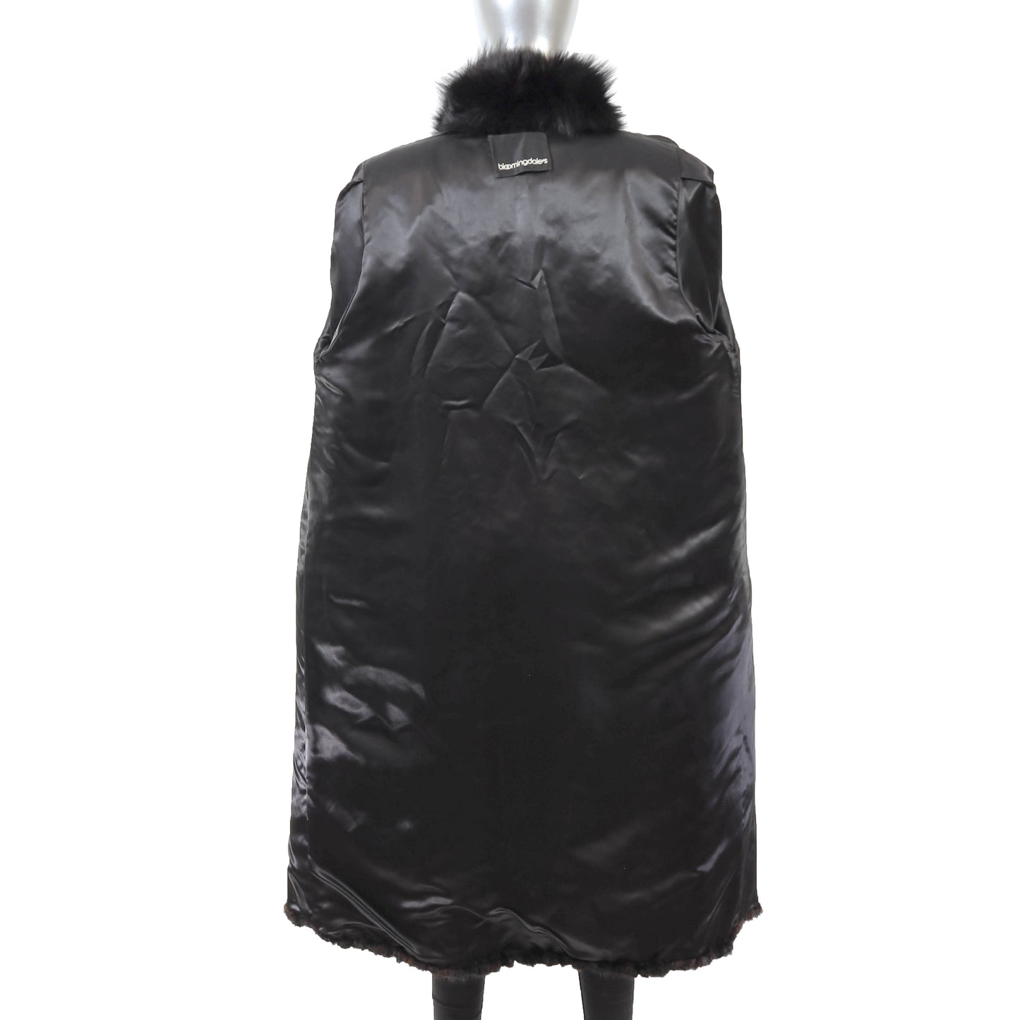 Bloomingdale's Black Section Mink Coat with Fox Tuxedo- Size L