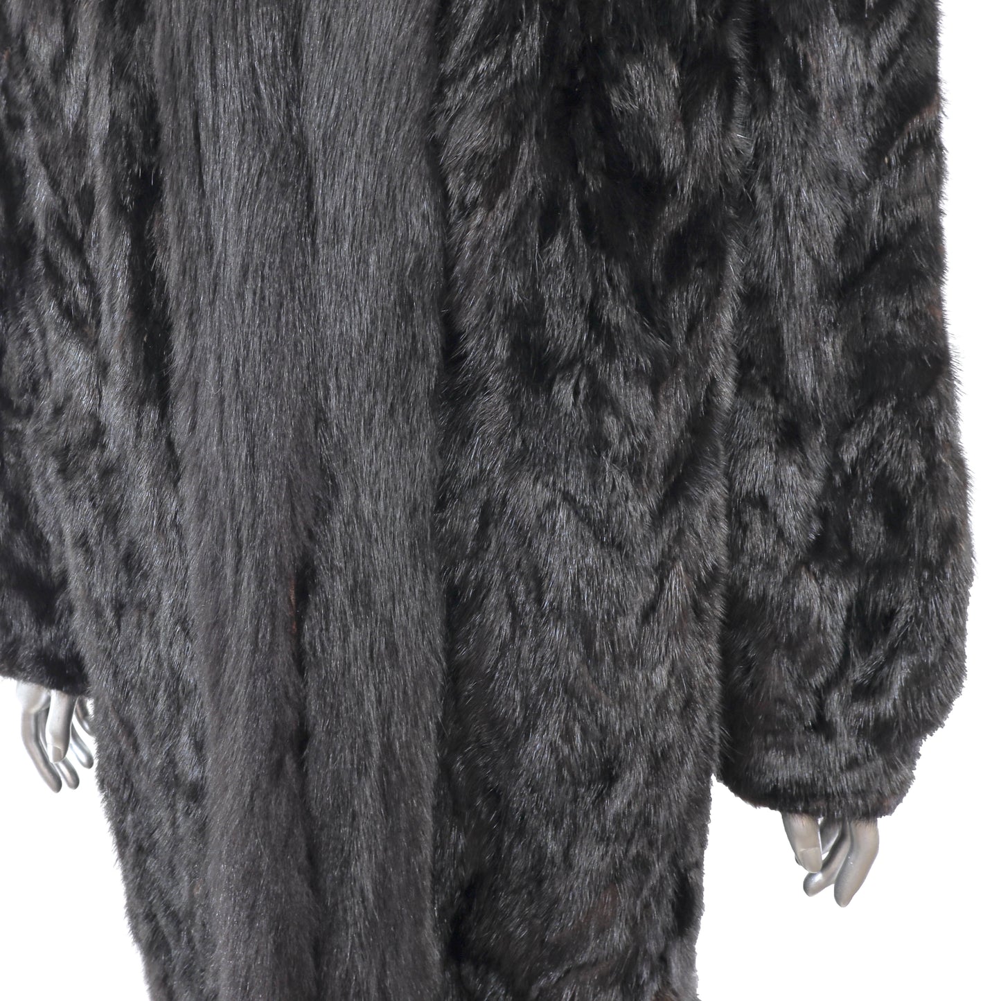 Bloomingdale's Black Section Mink Coat with Fox Tuxedo- Size L