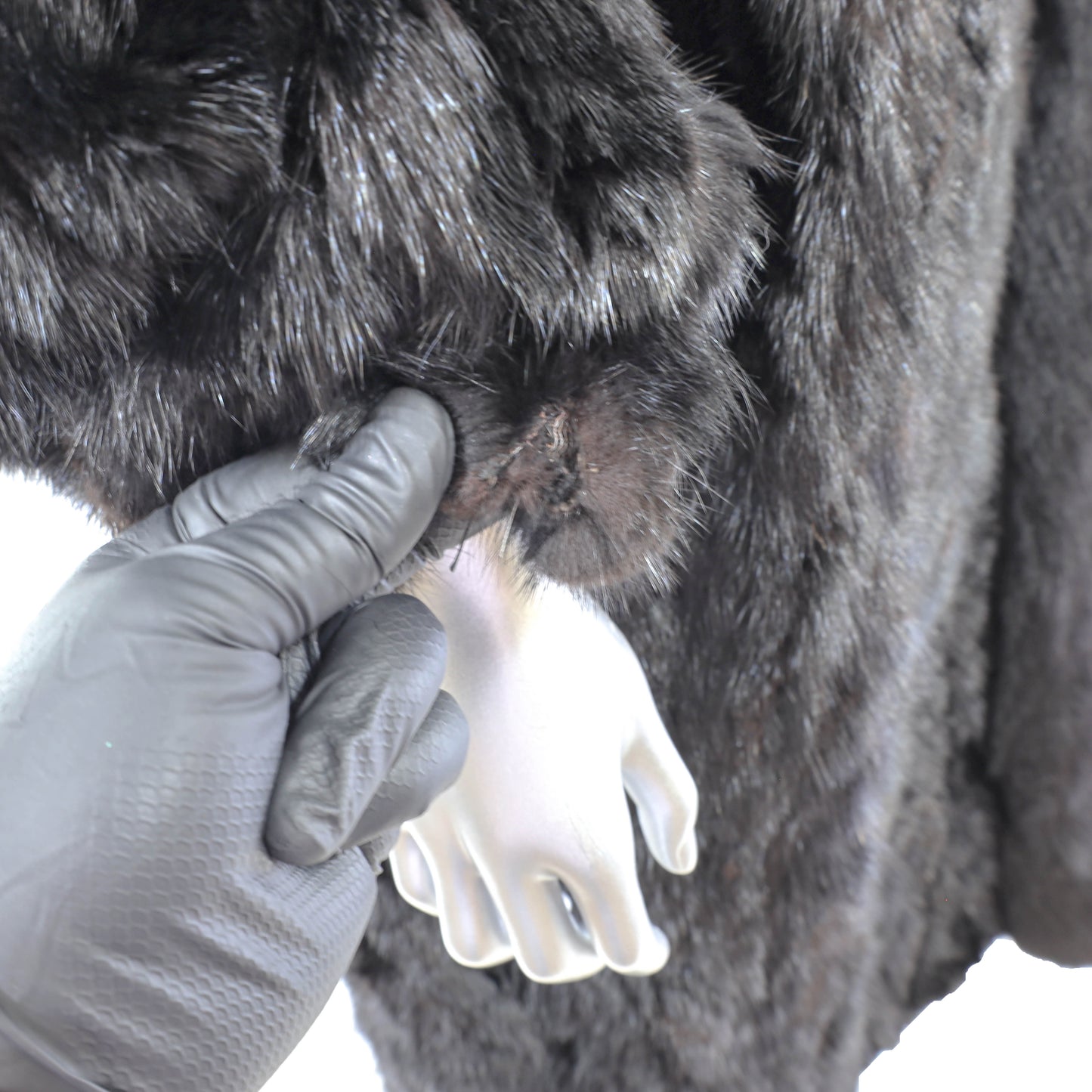 Bloomingdale's Black Section Mink Coat with Fox Tuxedo- Size L