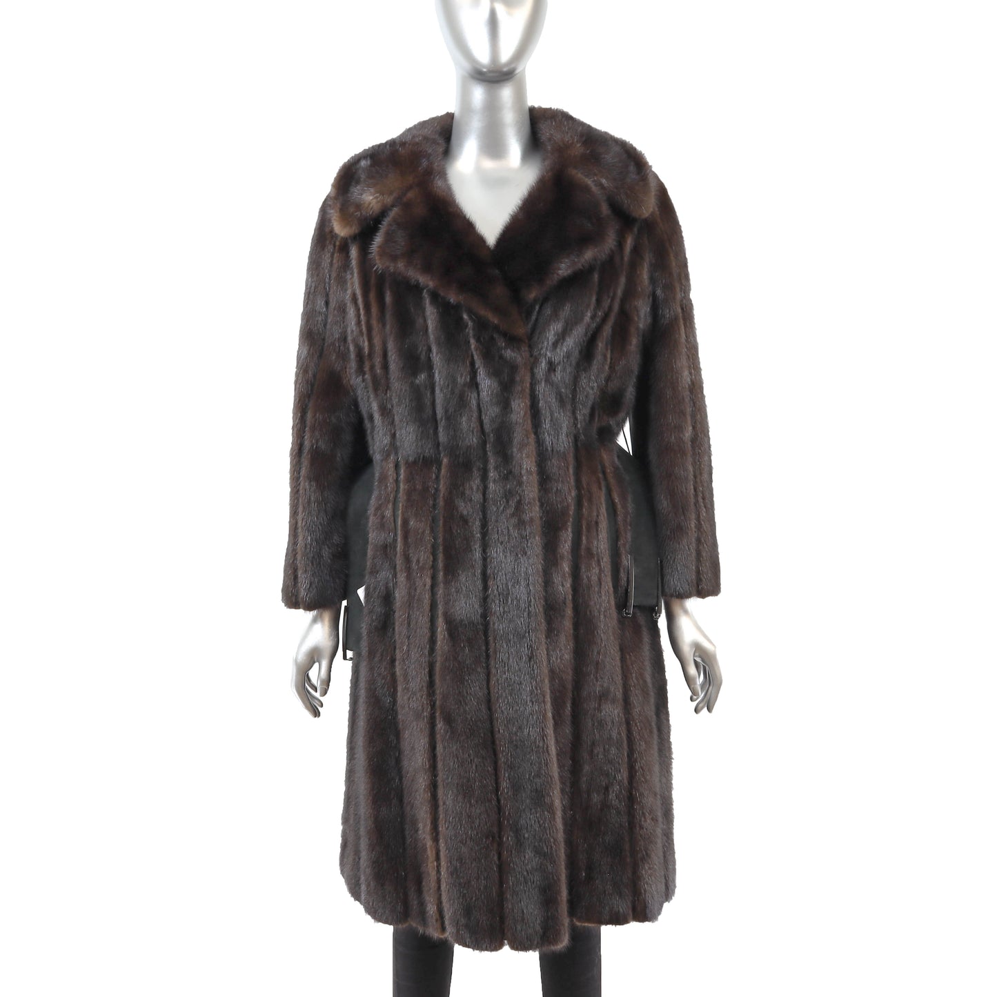 Brown Mink Coat with Suede Insert- Size S