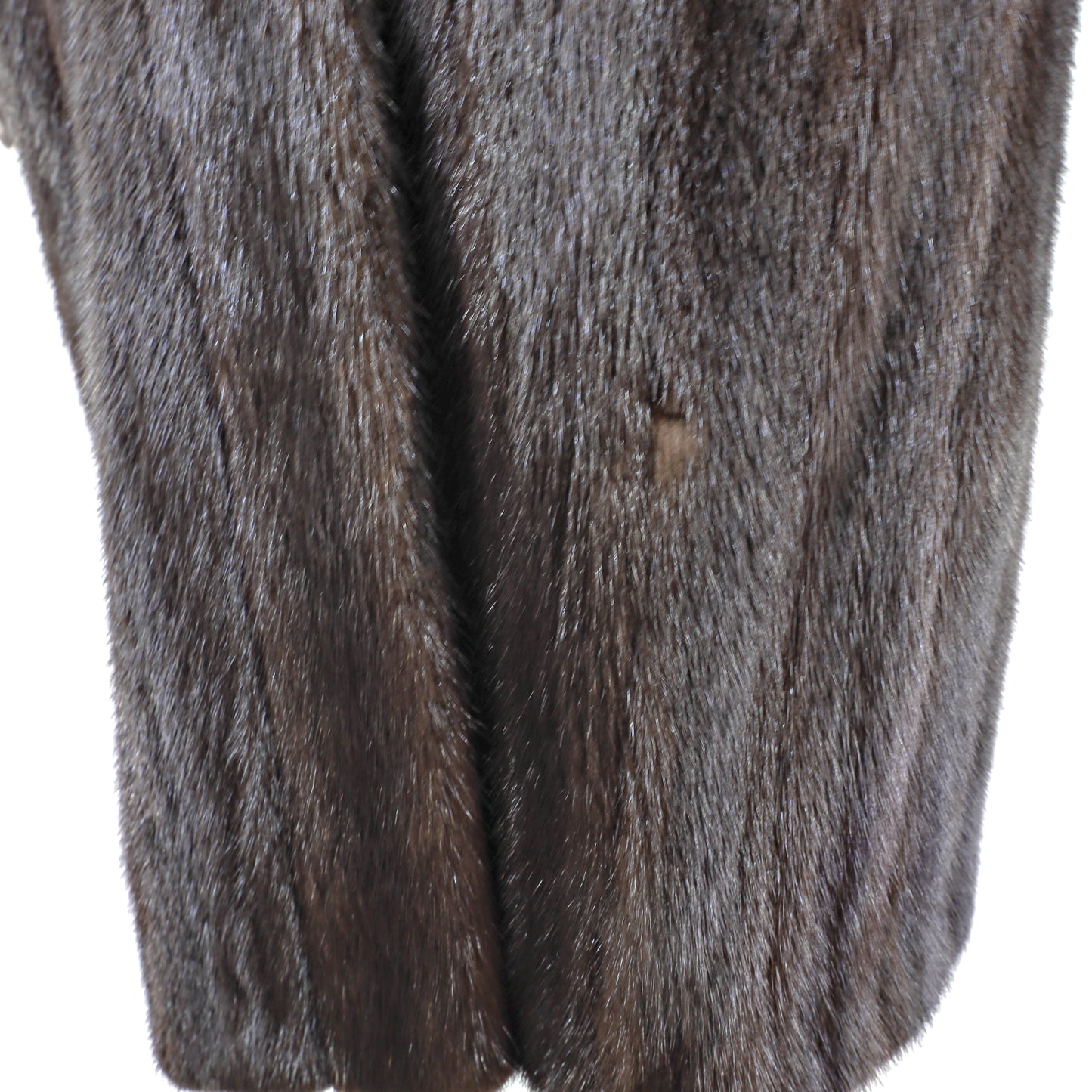 Black Mink Coat with Fox Tuxedo Reversible to Taffeta- Size L