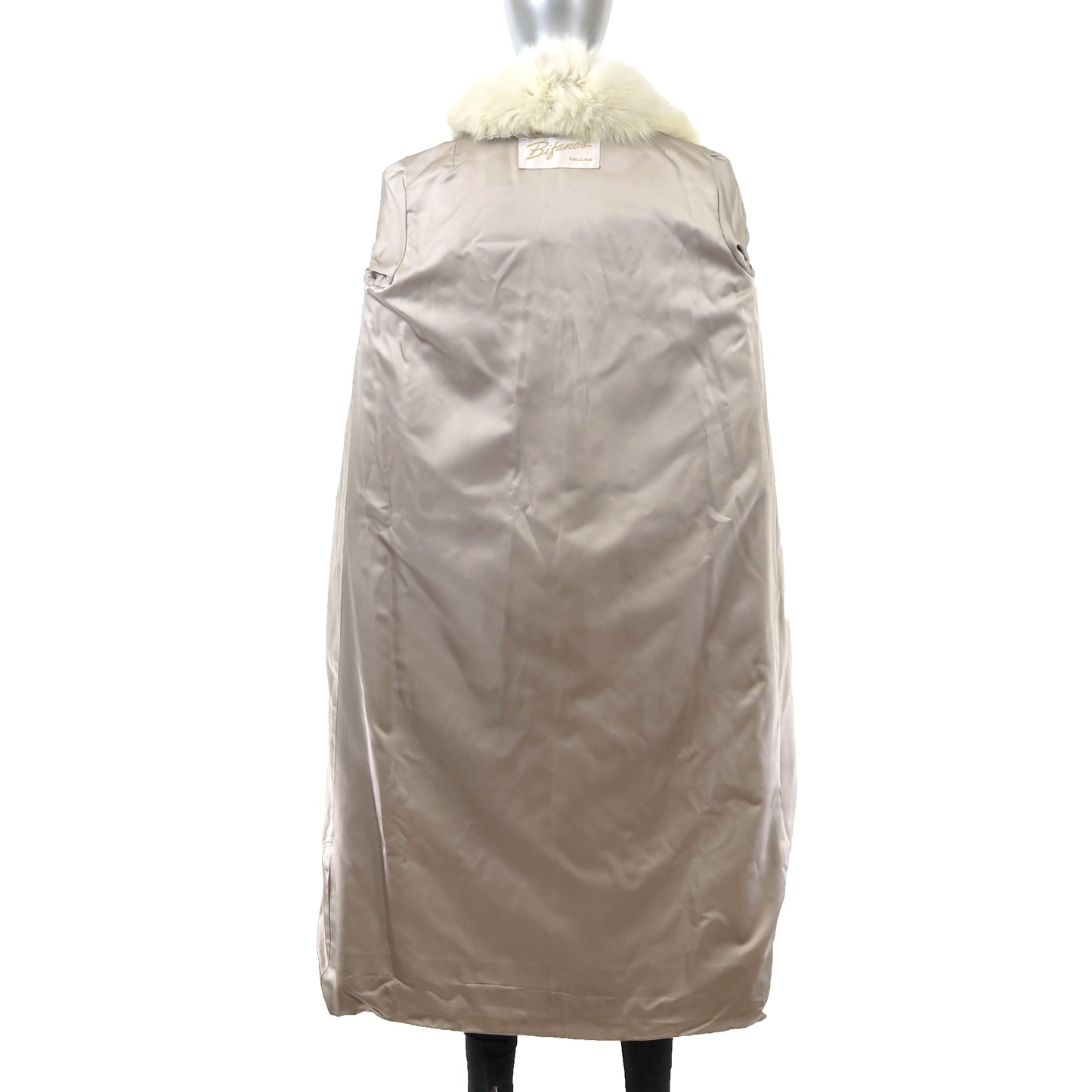 White Mink Coat with Fox Tuxedo- Size M