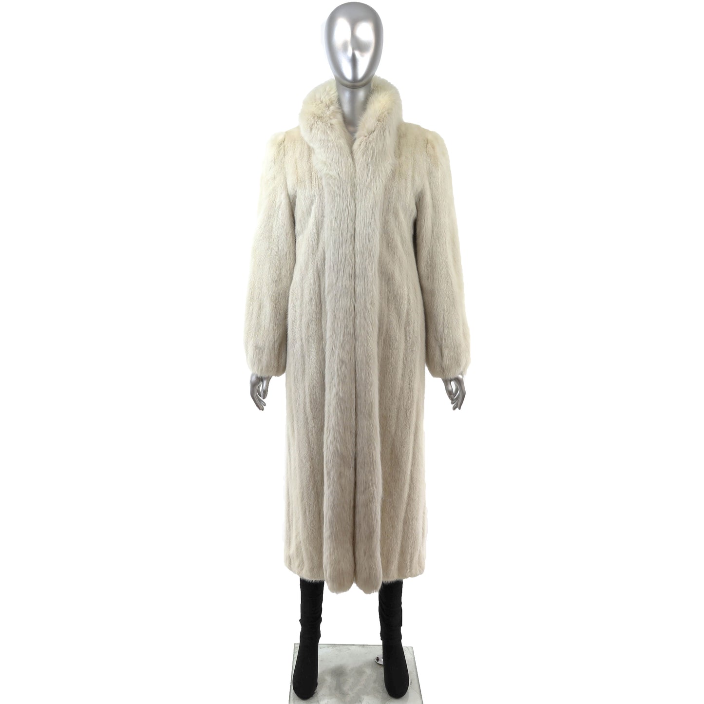 White Mink Coat with Fox Tuxedo- Size M