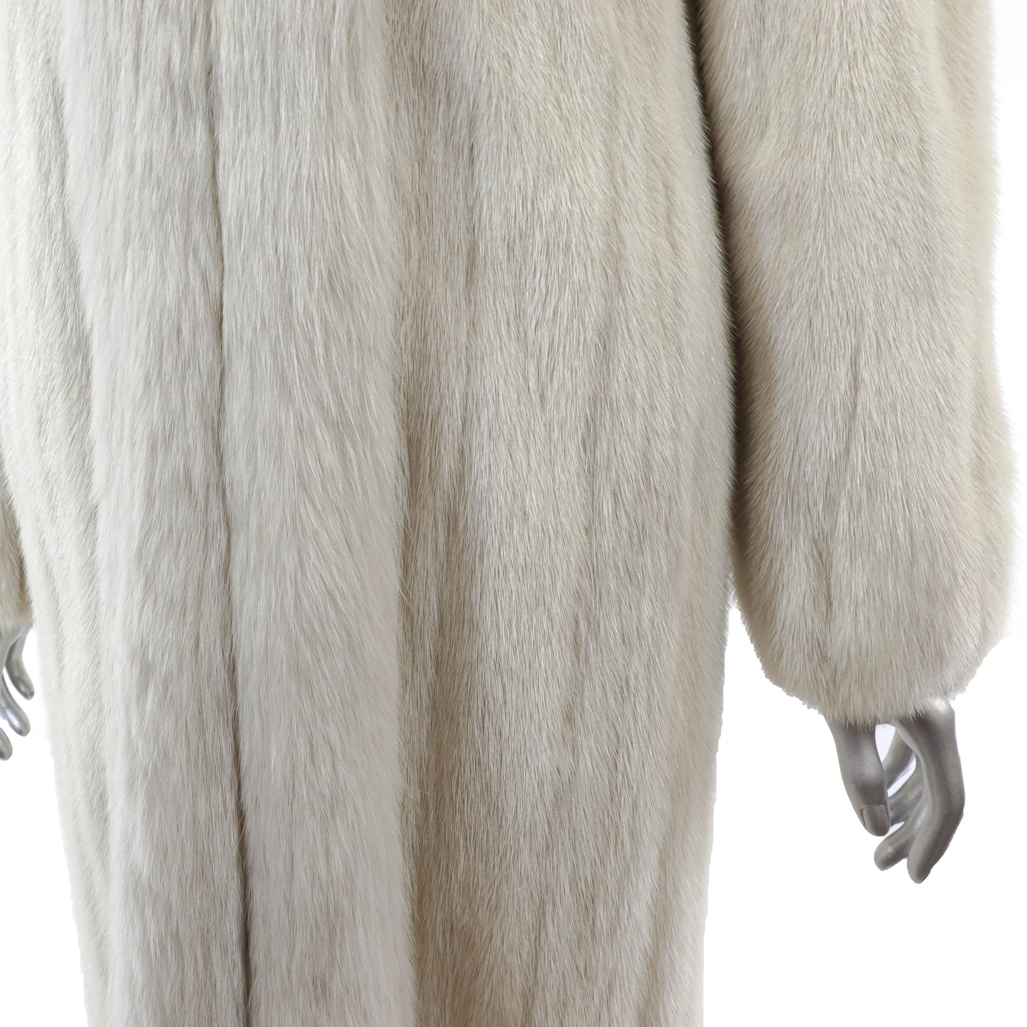 White Mink Coat with Fox Tuxedo- Size M