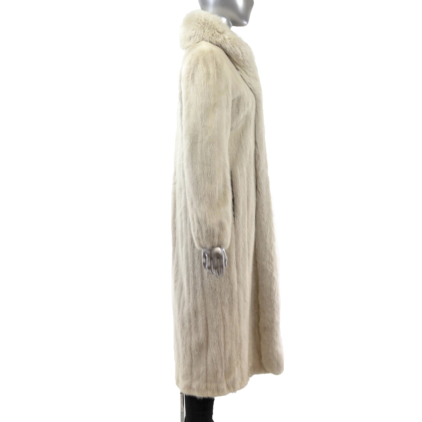 White Mink Coat with Fox Tuxedo- Size M