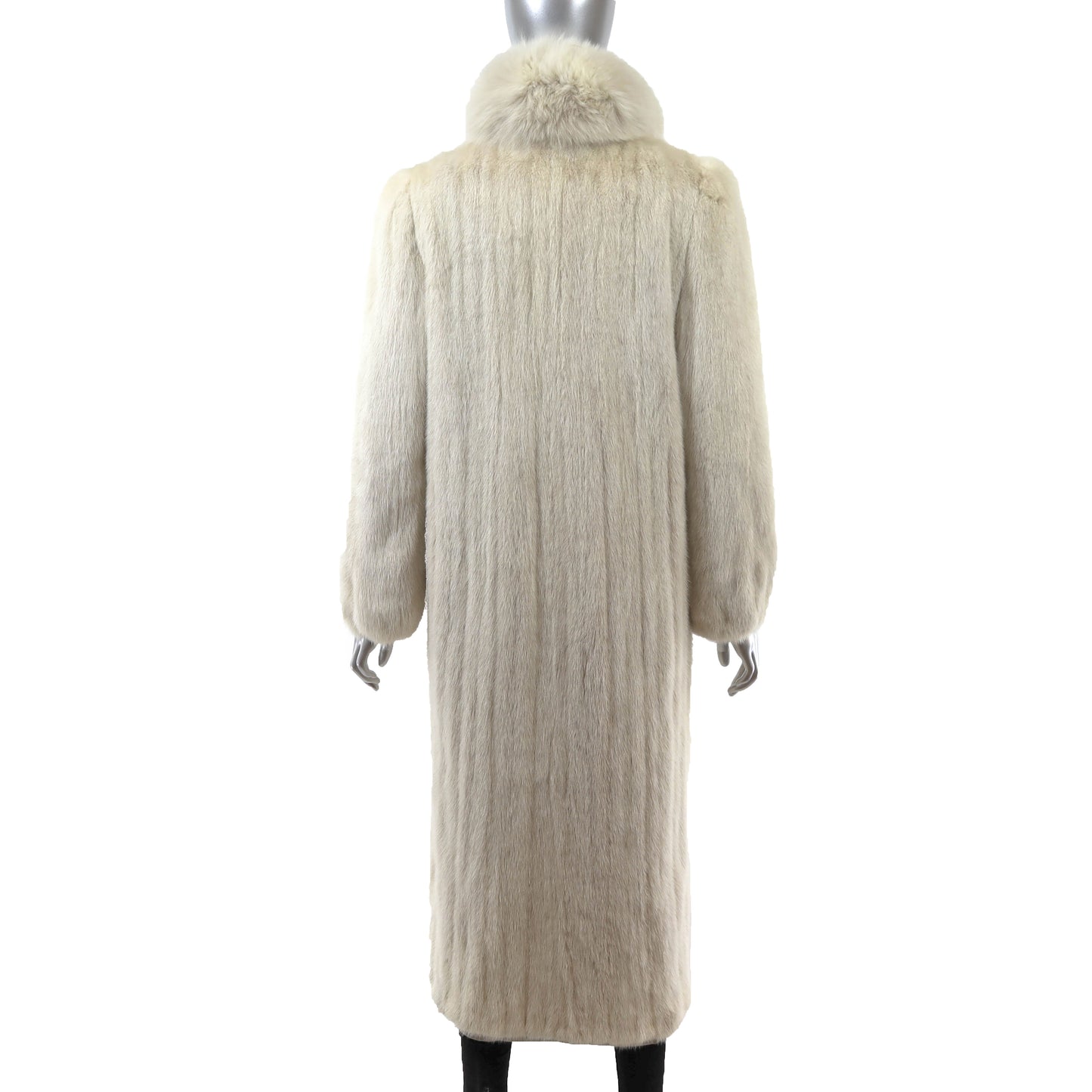 White Mink Coat with Fox Tuxedo- Size M
