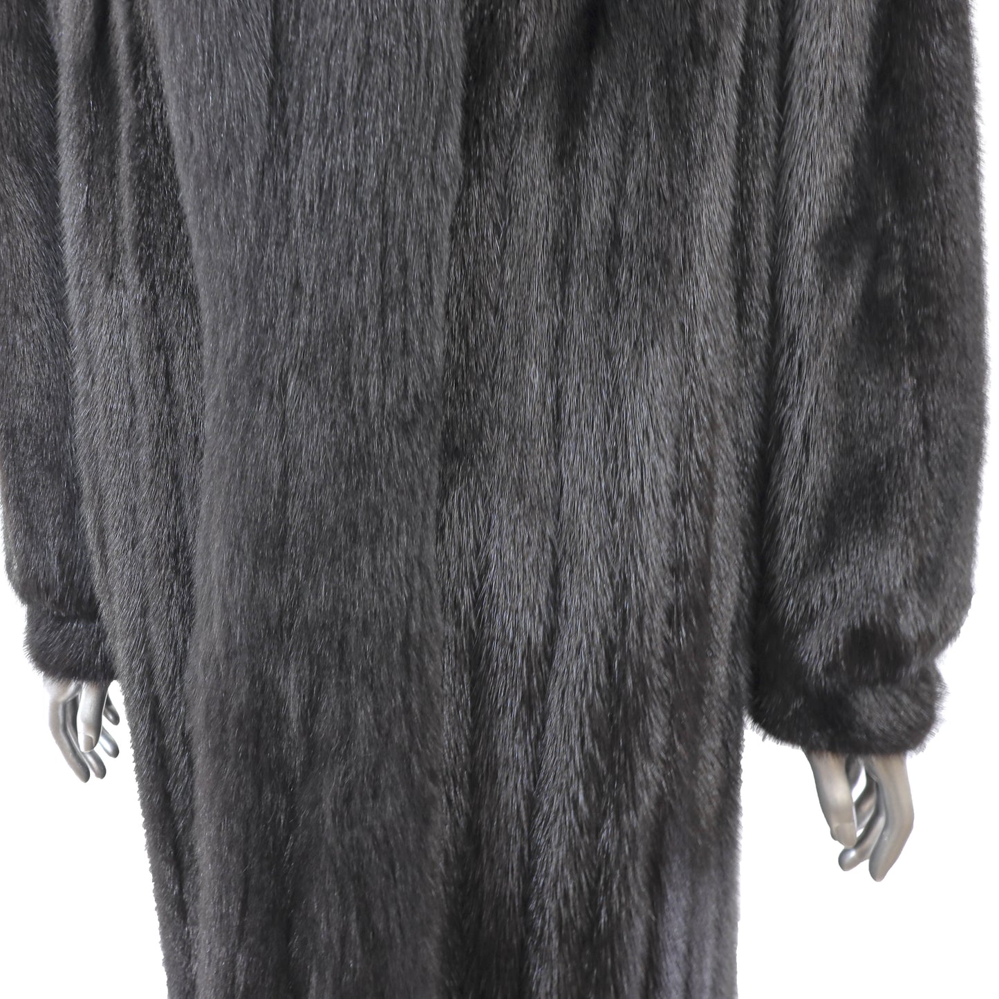 Black Mink Coat with Fox Tuxedo- Size L