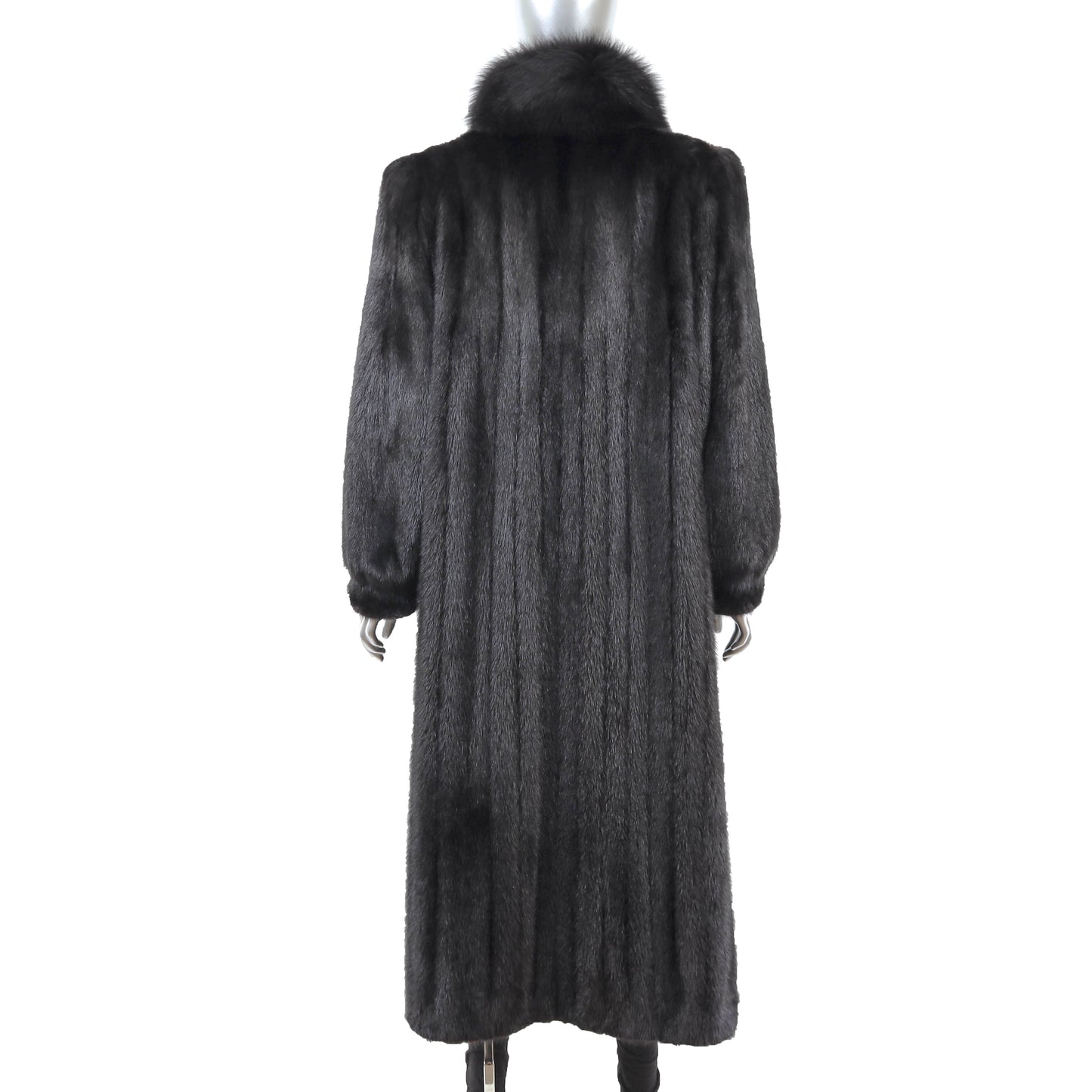 Black Mink Coat with Fox Tuxedo- Size L