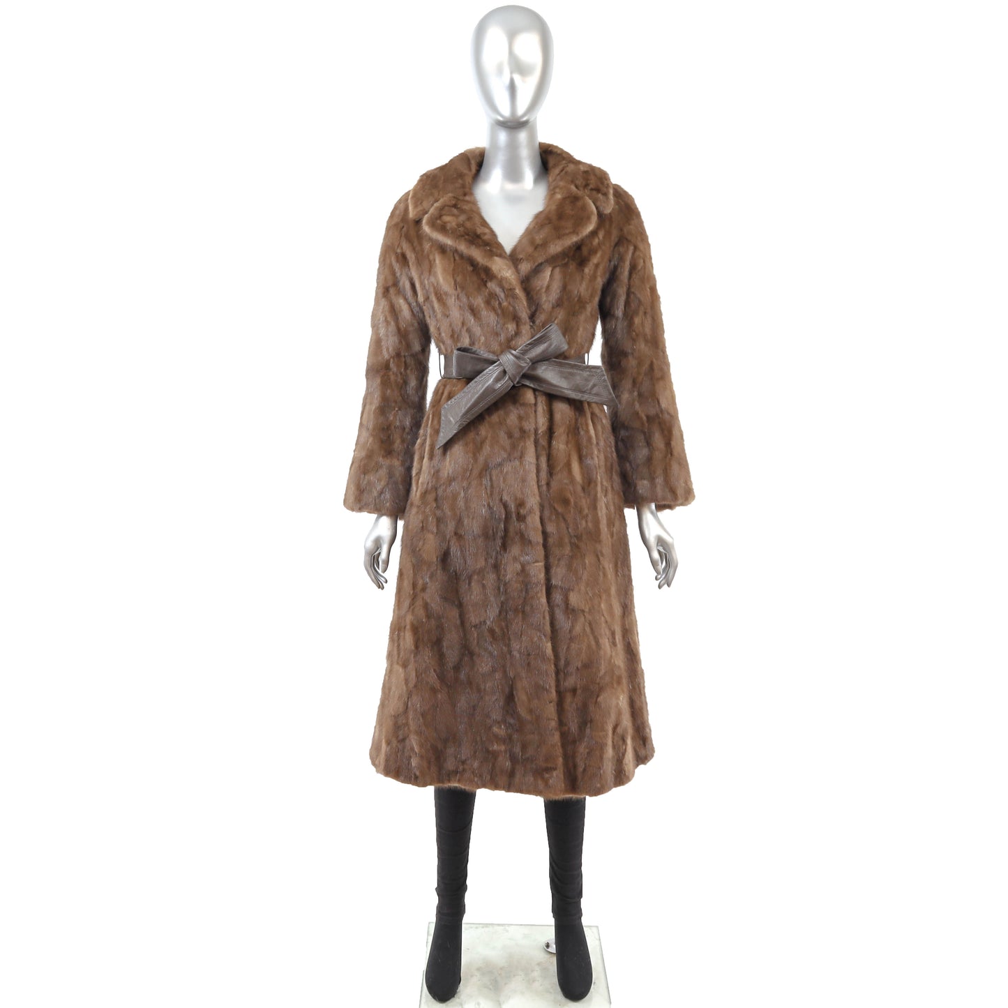 Brown Section Mink Coat- Size S