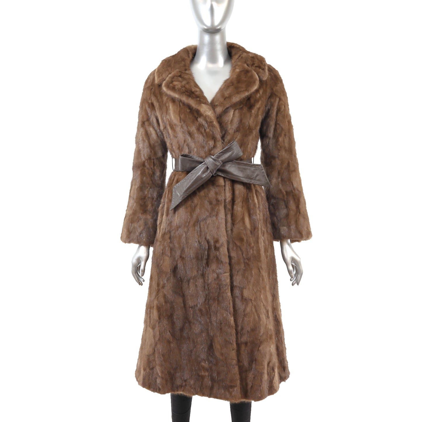 Brown Section Mink Coat- Size S