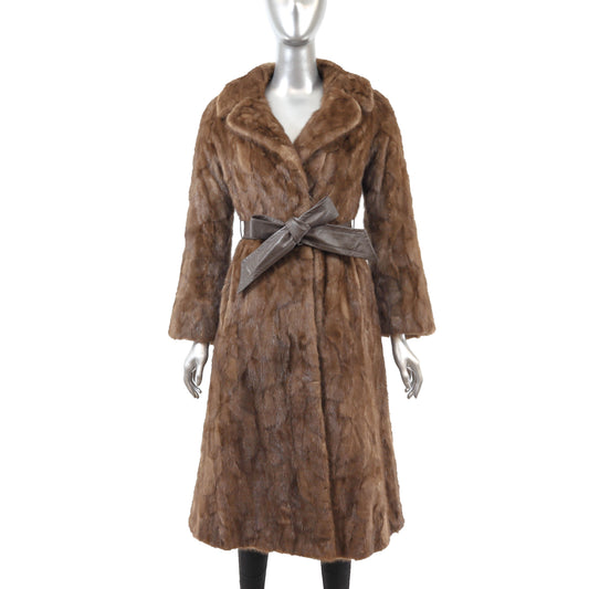 Brown Section Mink Coat- Size S