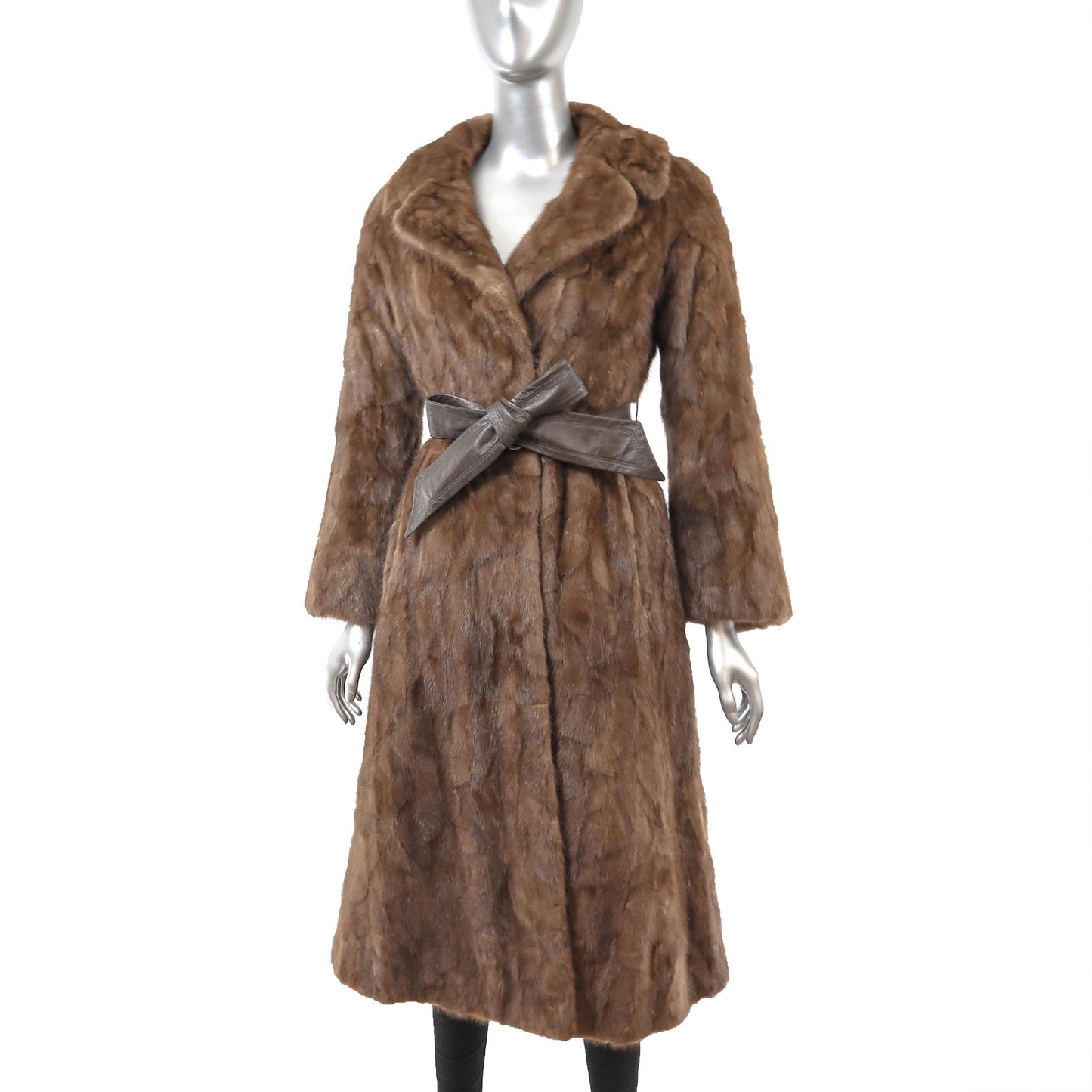 Brown Section Mink Coat- Size S