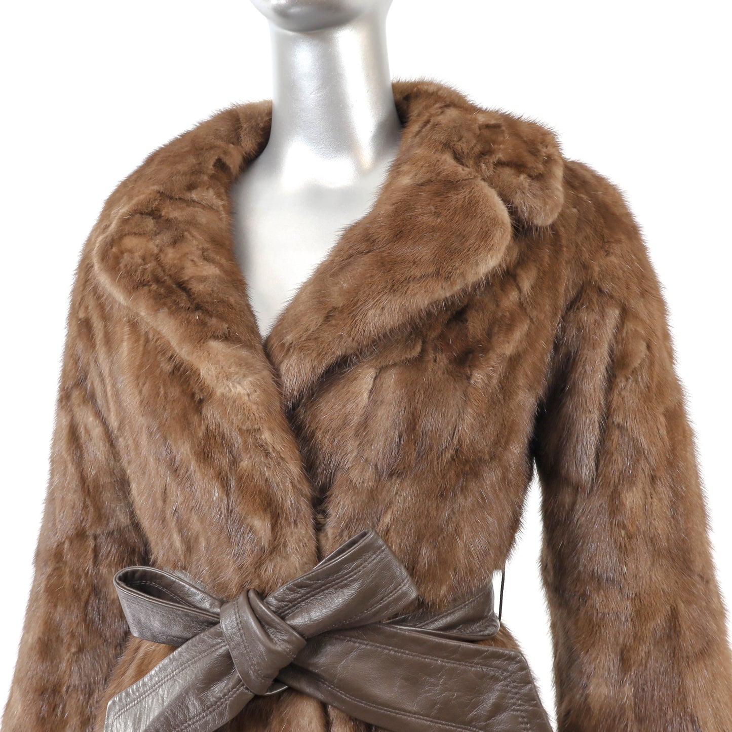 Brown Section Mink Coat- Size S