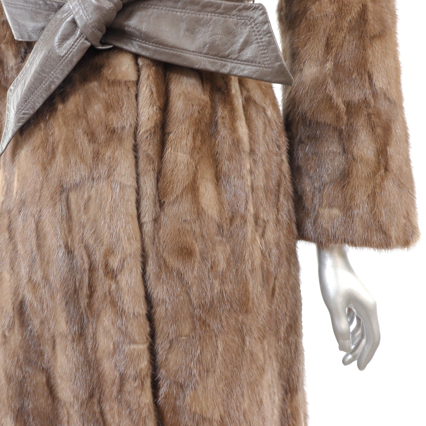 Brown Section Mink Coat- Size S