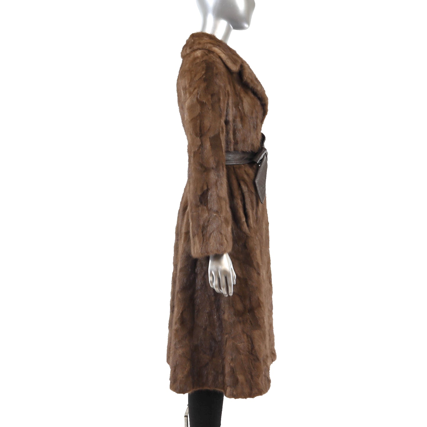 Brown Section Mink Coat- Size S