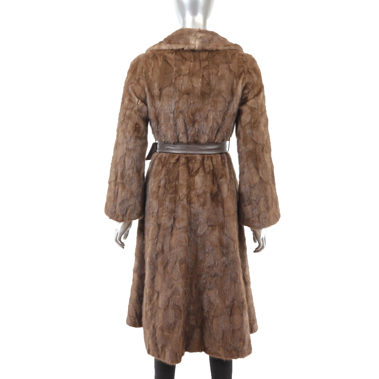 Brown Section Mink Coat- Size S