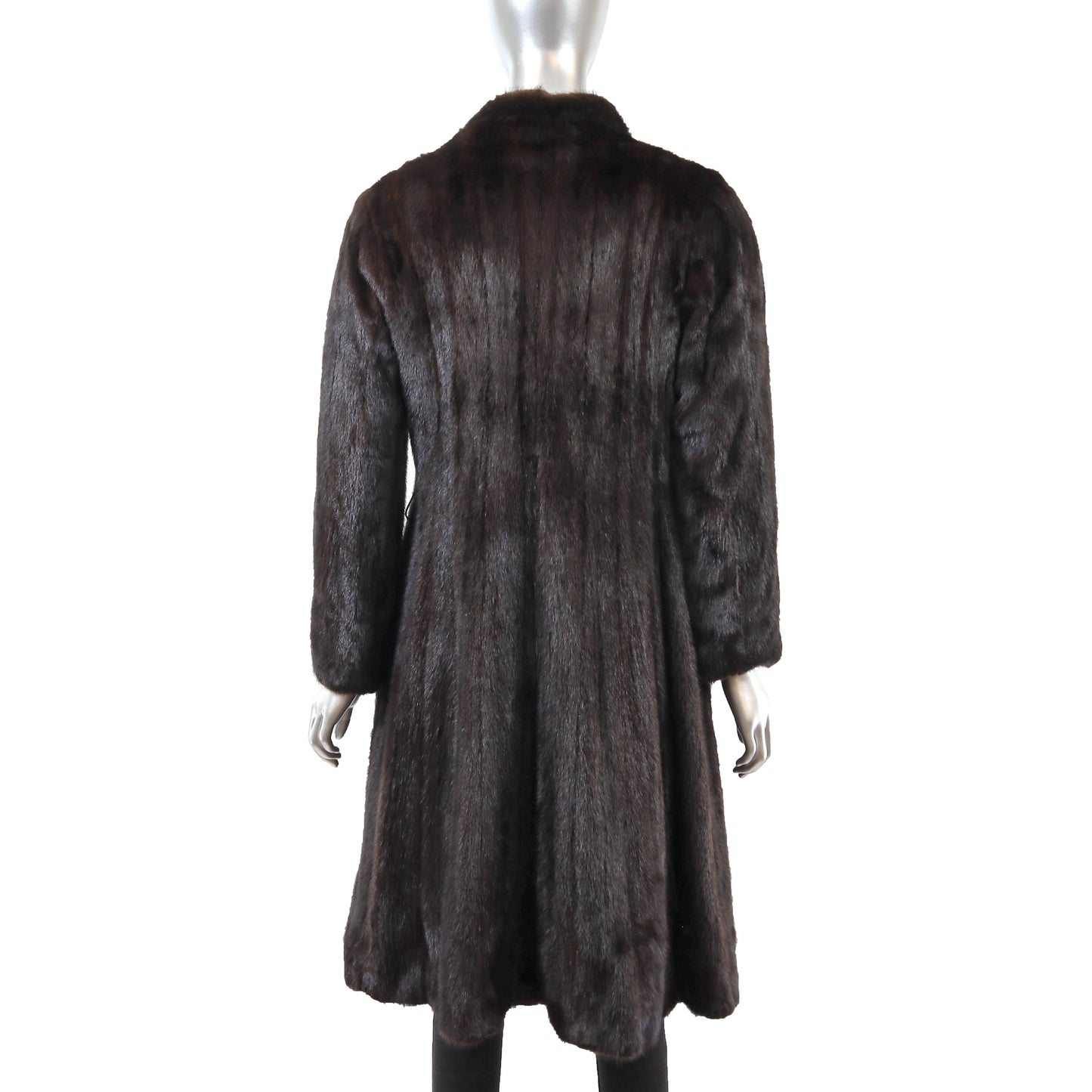 Dark Brown Mink Coat with Sable Collar- Size S