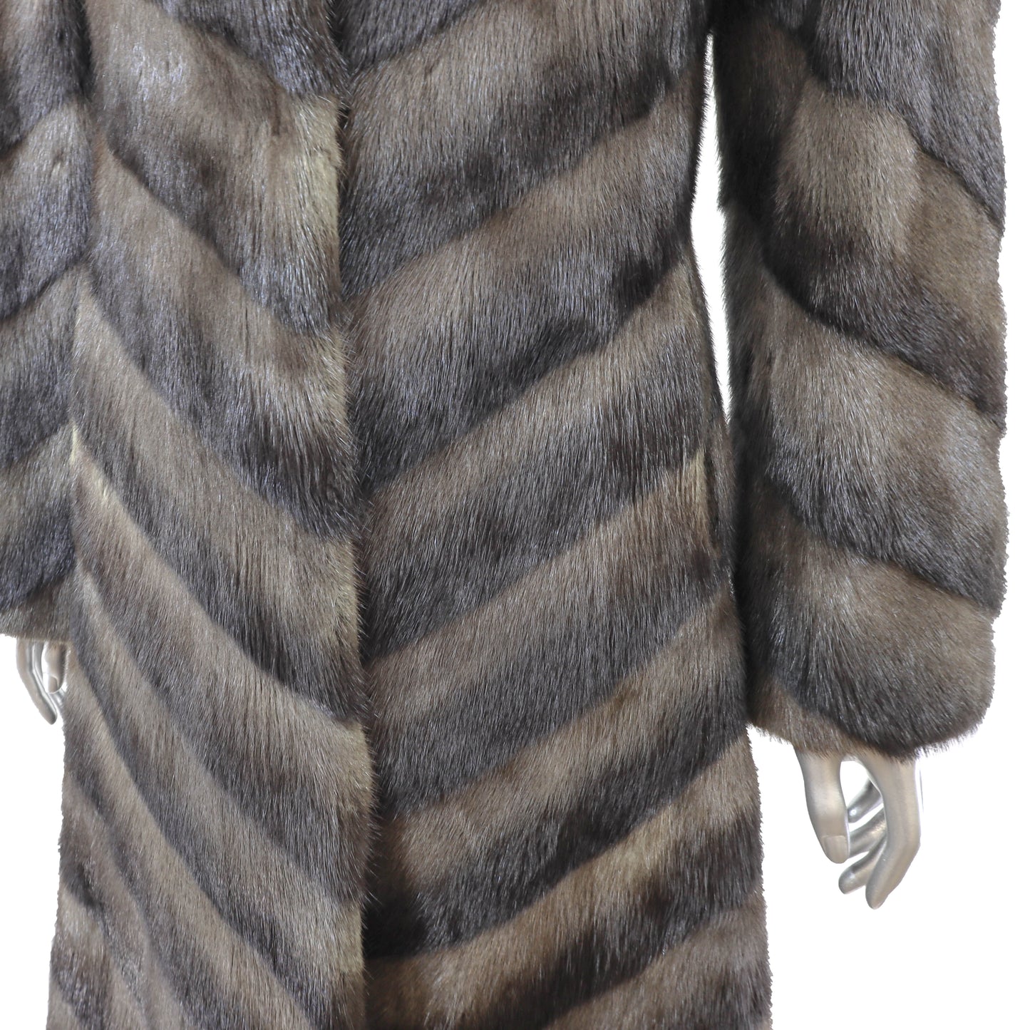 Hooded Horizontal Mink Coat- Size S