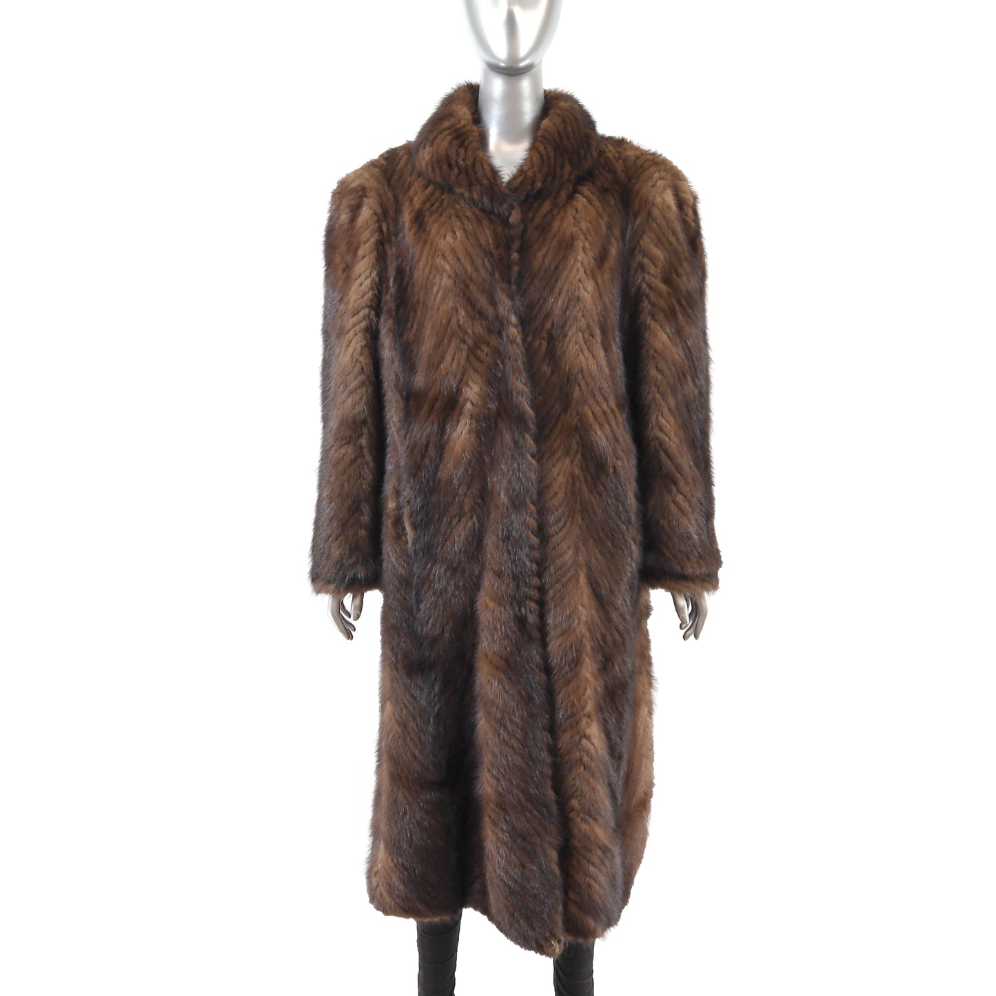 Brown Section Mink Coat- Size XL
