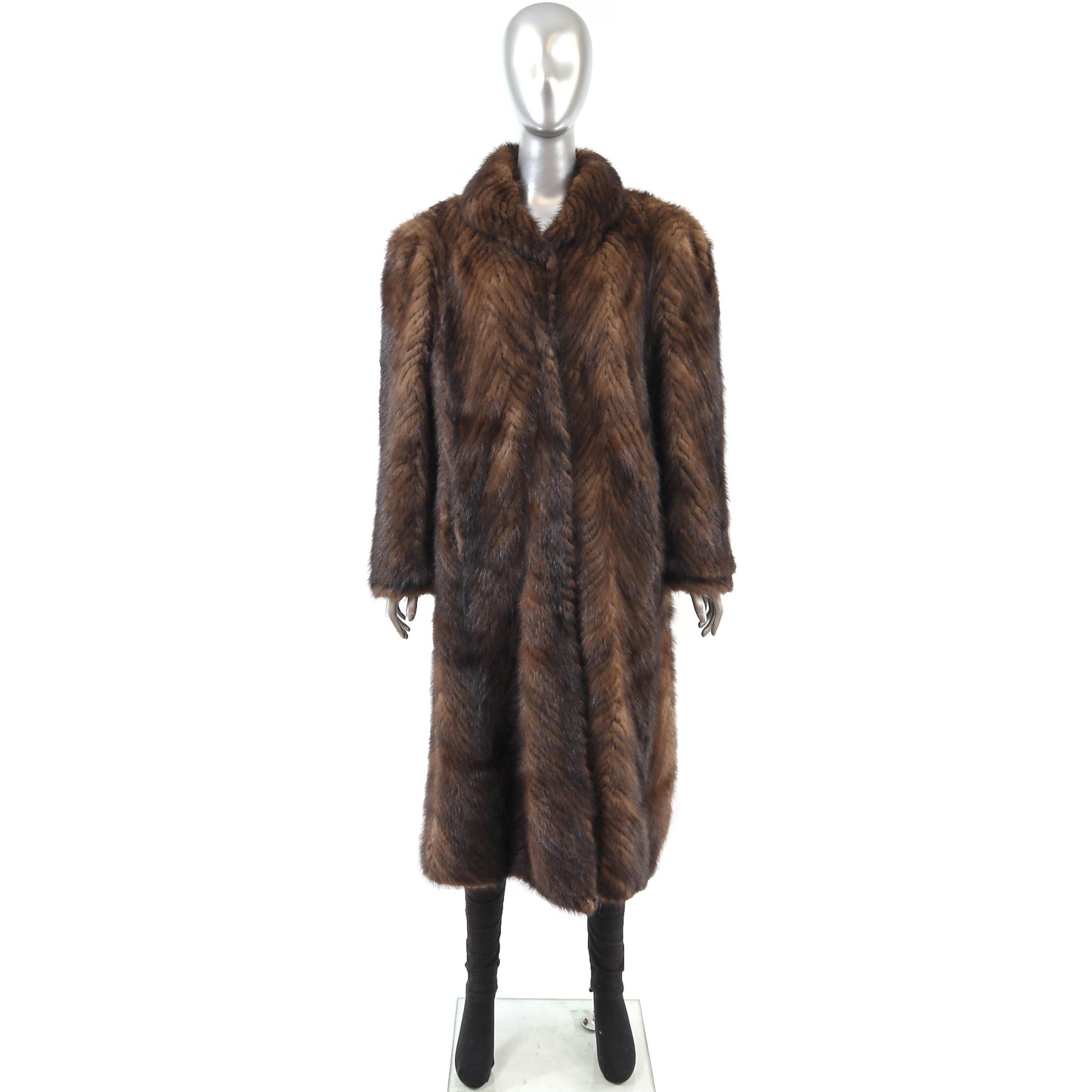 Brown Section Mink Coat- Size XL