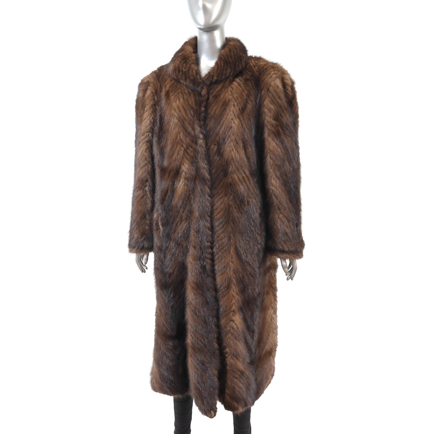 Brown Section Mink Coat- Size XL