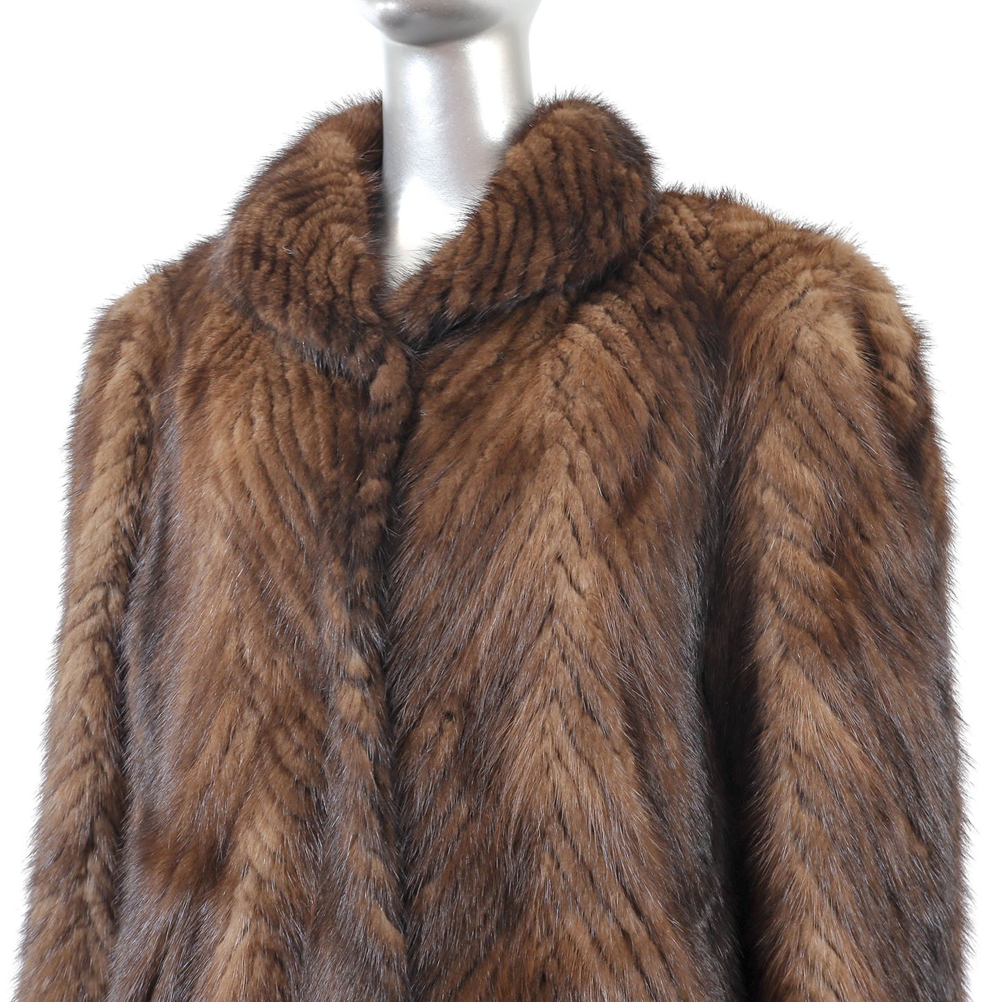 Brown Section Mink Coat- Size XL