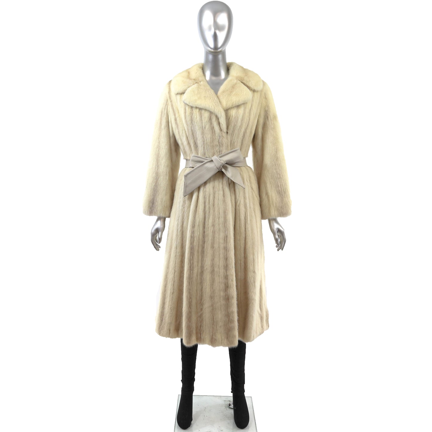 Ivory Mink Coat with Two Belts- Size S-M
