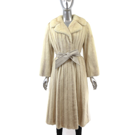 Ivory Mink Coat with Two Belts- Size S-M