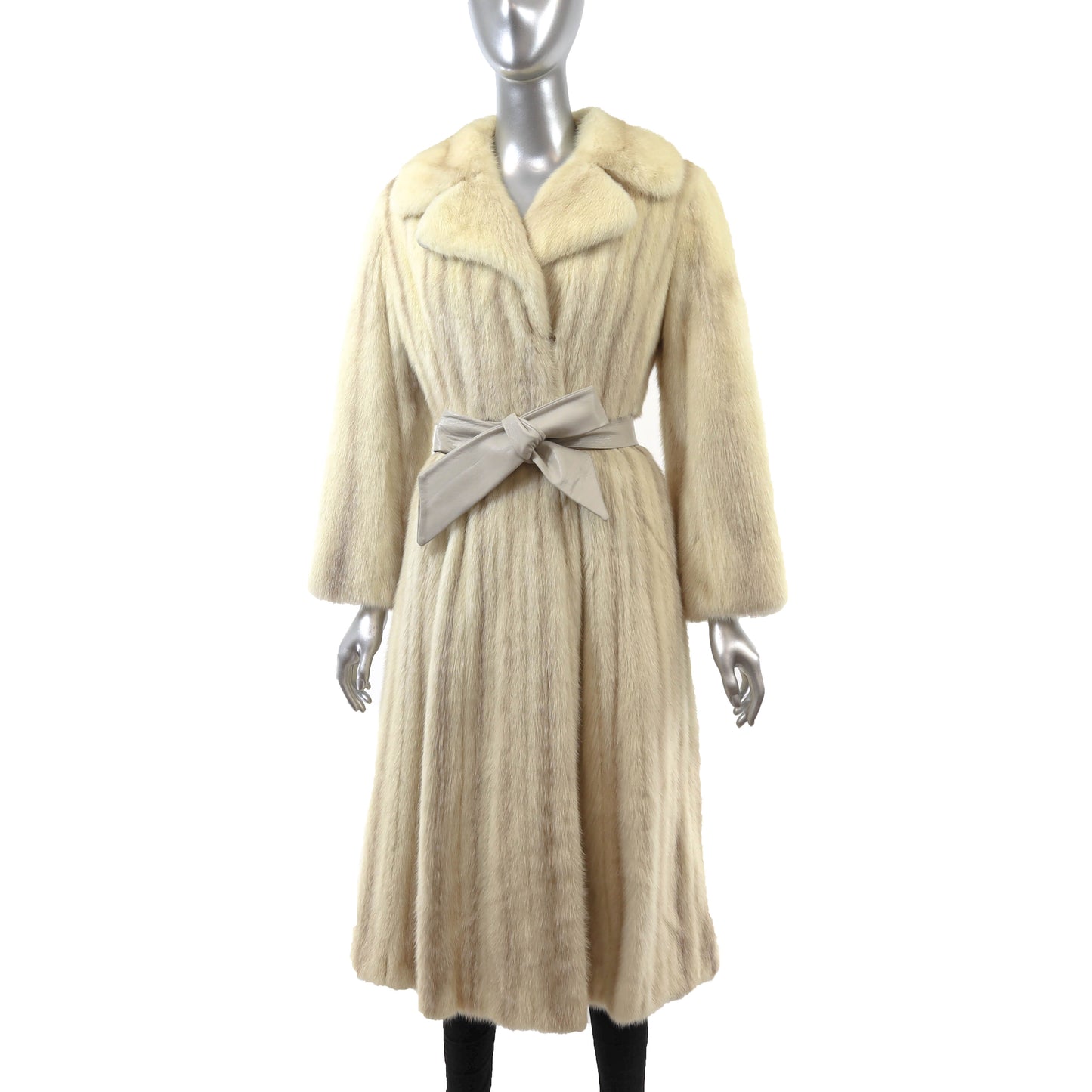 Ivory Mink Coat with Two Belts- Size S-M