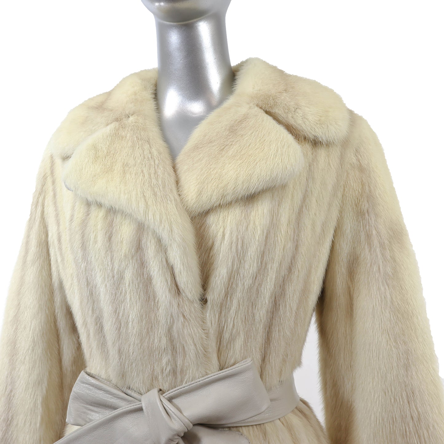 Ivory Mink Coat with Two Belts- Size S-M