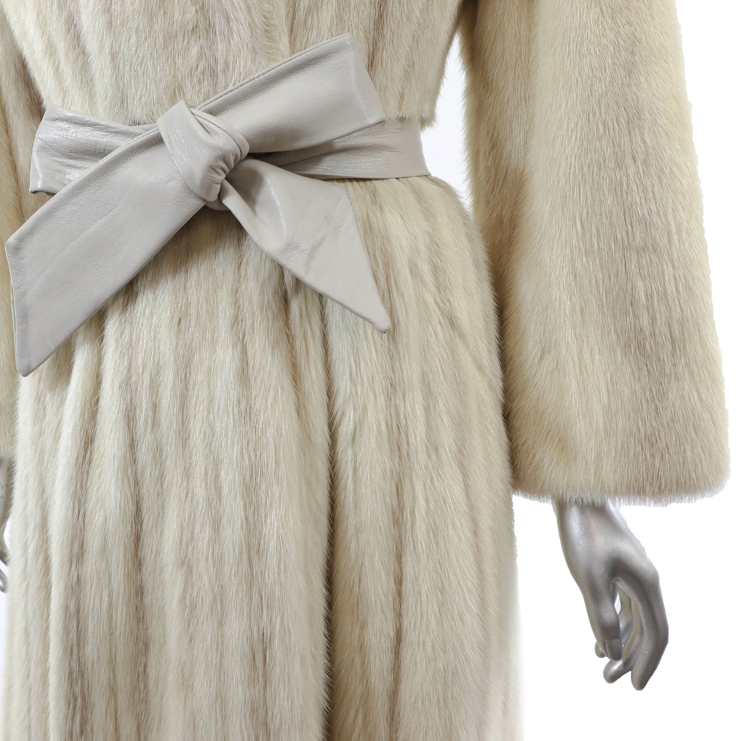 Ivory Mink Coat with Two Belts- Size S-M