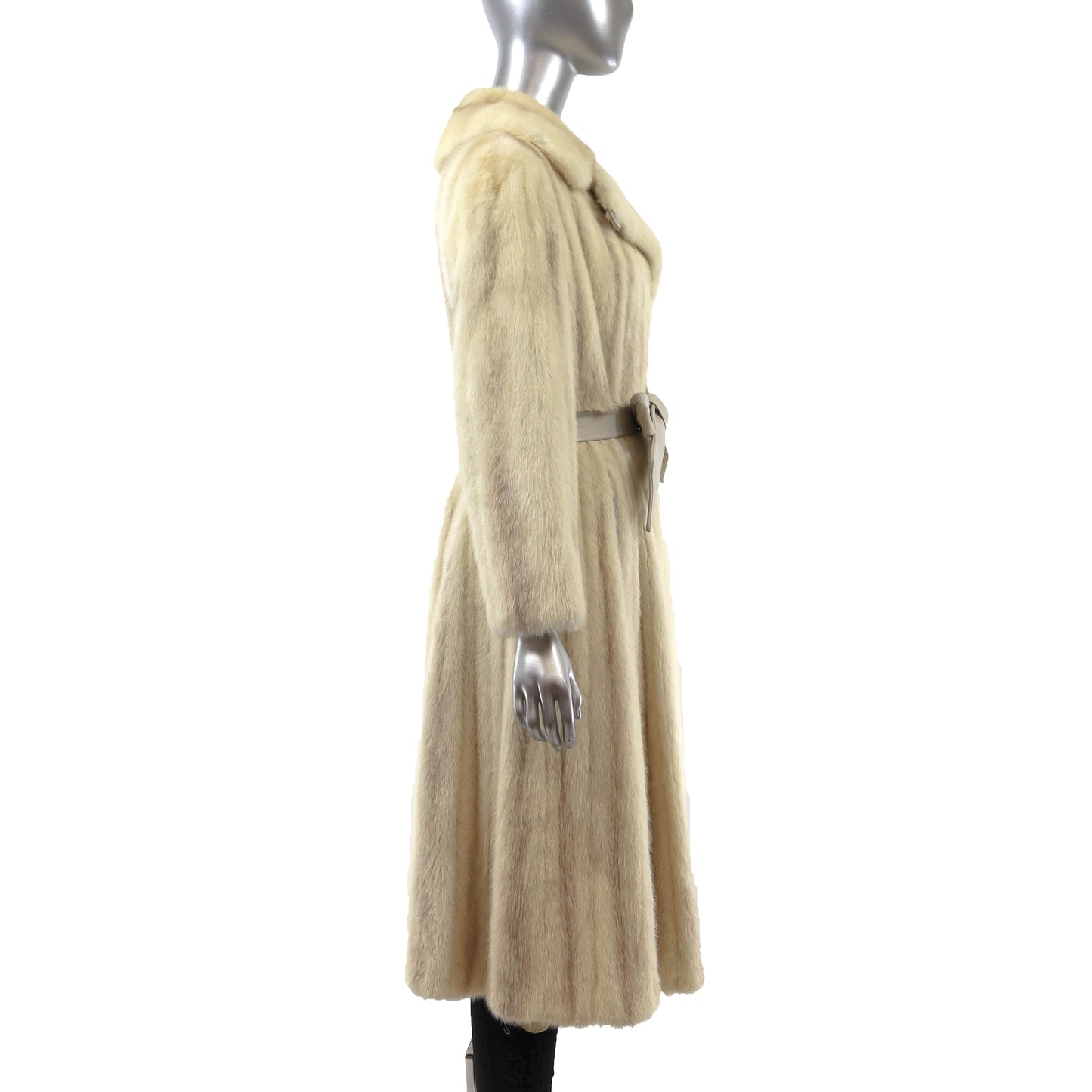 Ivory Mink Coat with Two Belts- Size S-M
