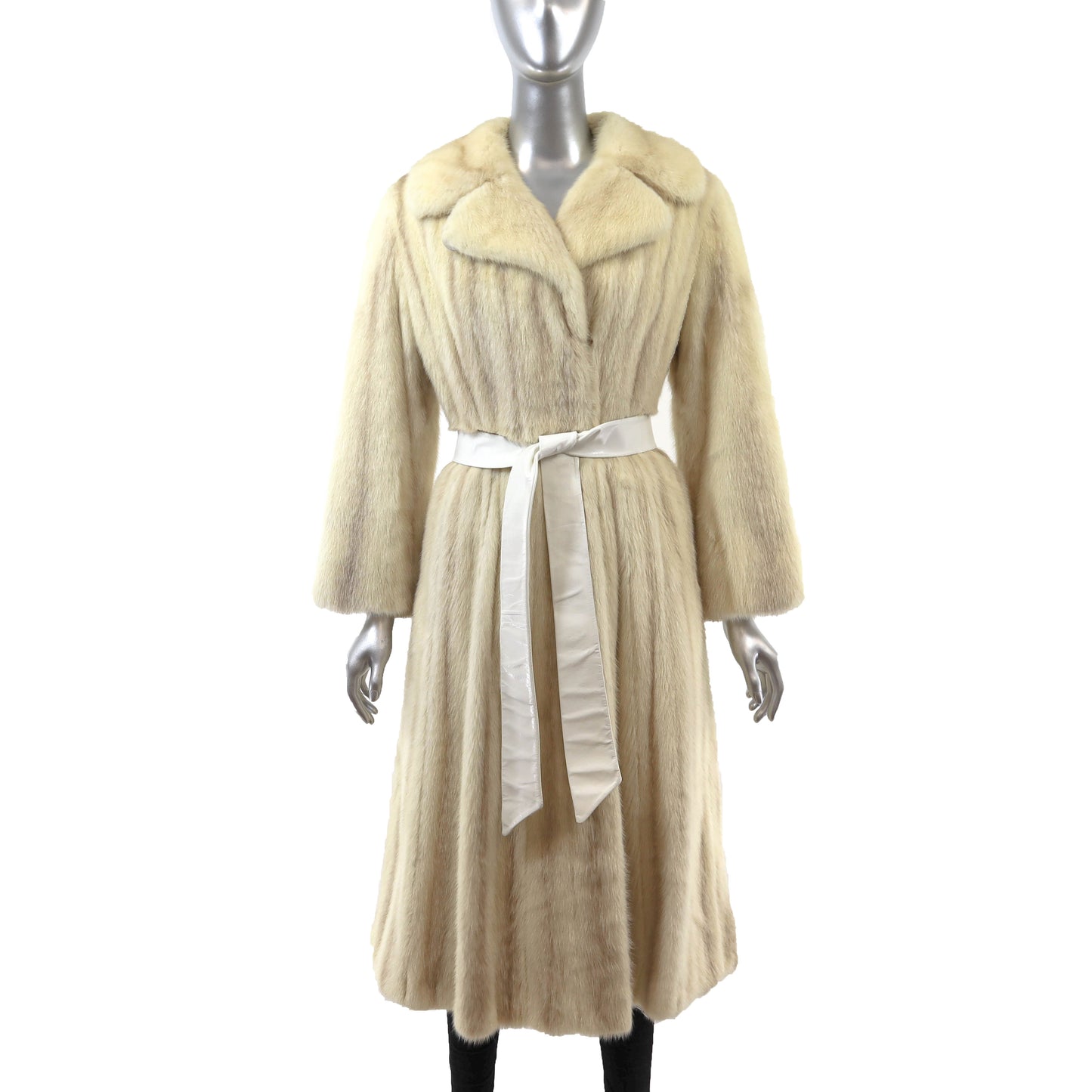 Ivory Mink Coat with Two Belts- Size S-M
