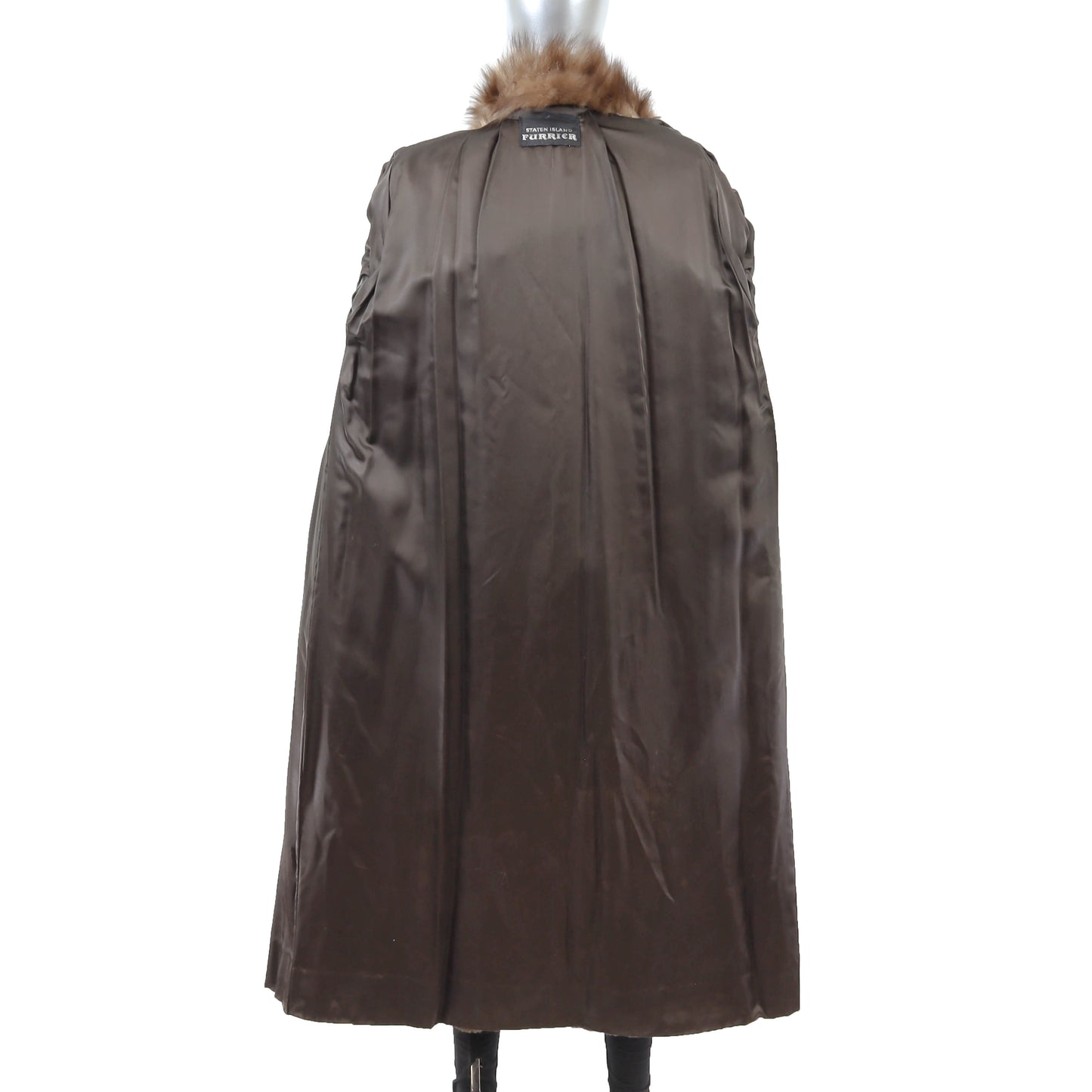 Brown Mink Coat with Fox Tuxedo and Sleeves- Size M
