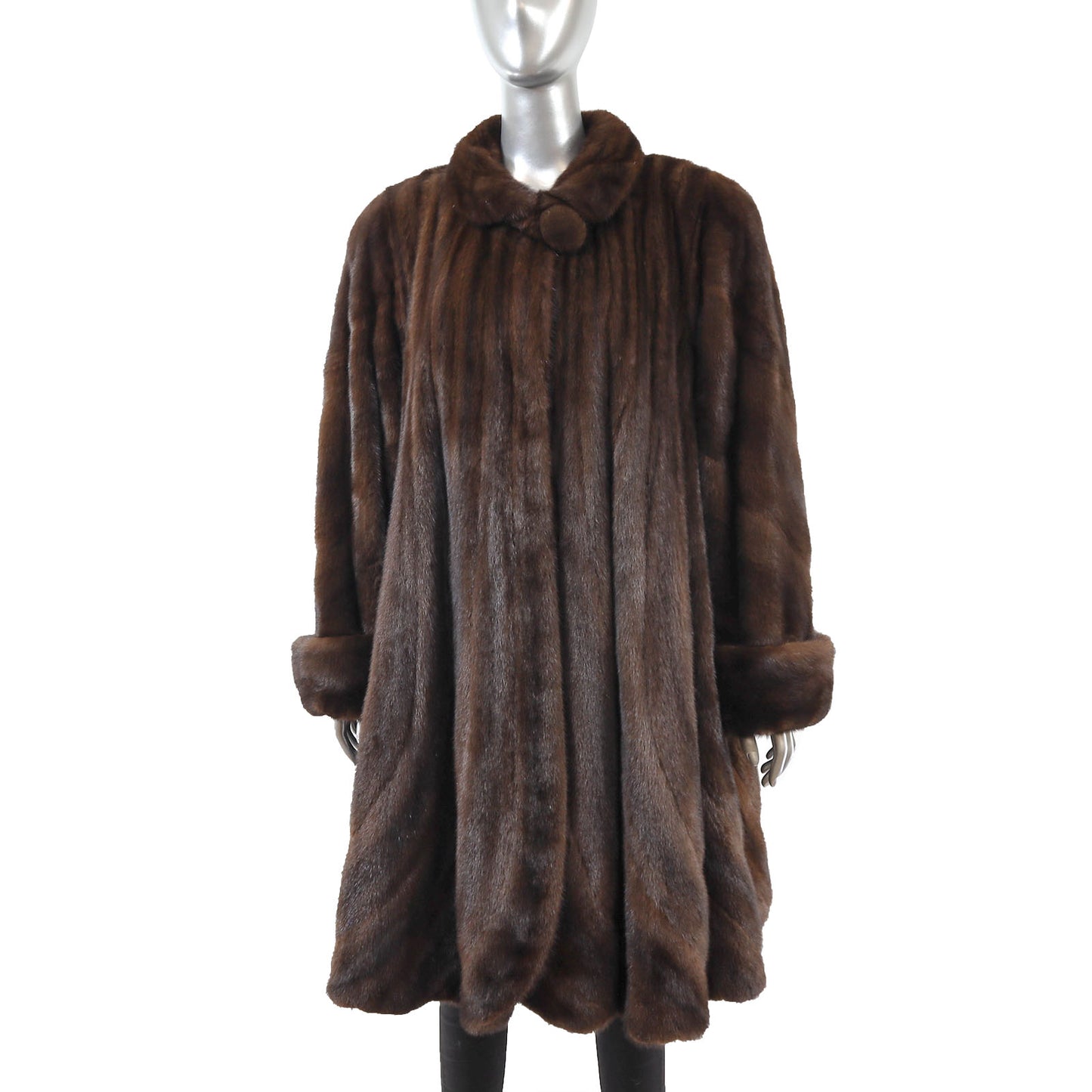 Dennis Basso Brown Mink Swing Coat- Size XL