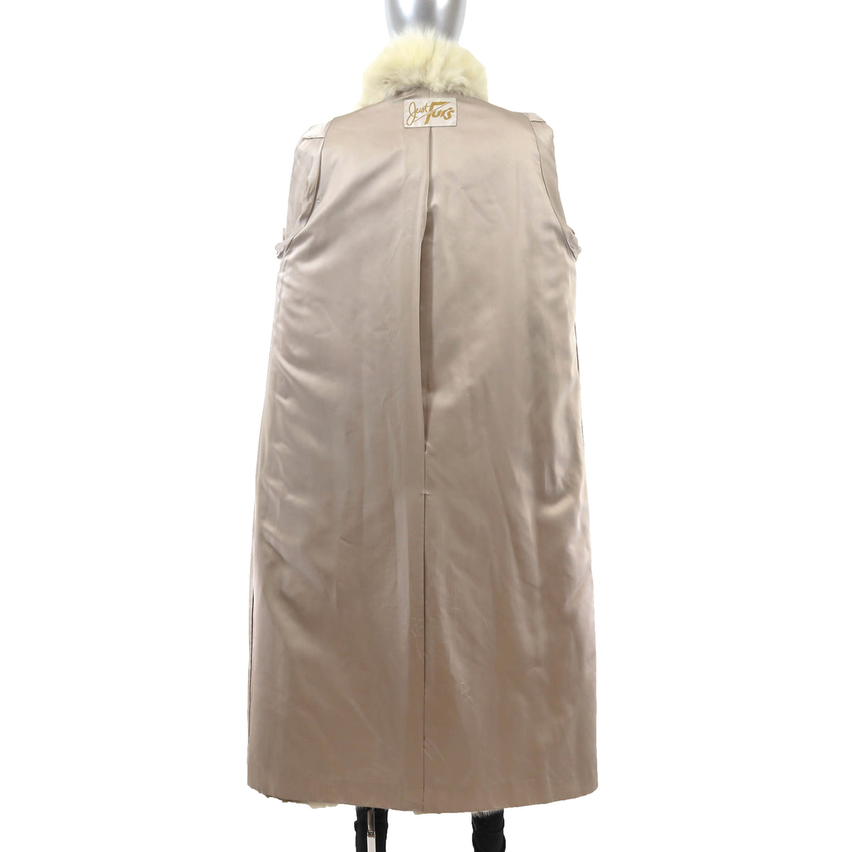 Beige Mink Coat with Fox Tuxedo- Size XL