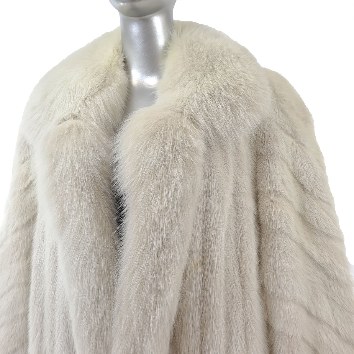 Beige Mink Coat with Fox Tuxedo- Size XL