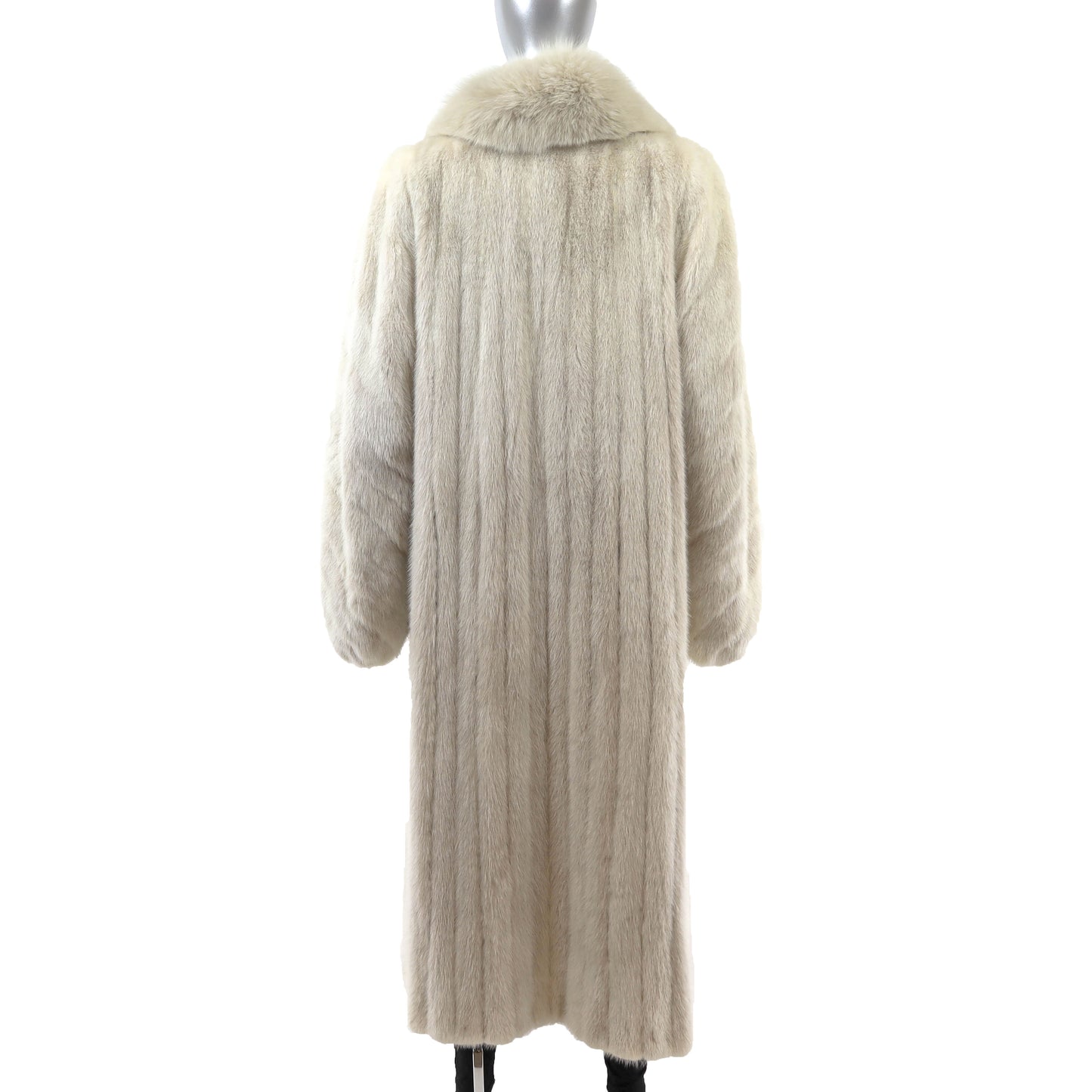 Beige Mink Coat with Fox Tuxedo- Size XL
