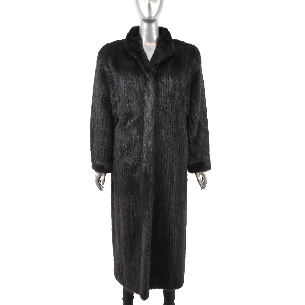 Black Corded Mink Coat- Size L