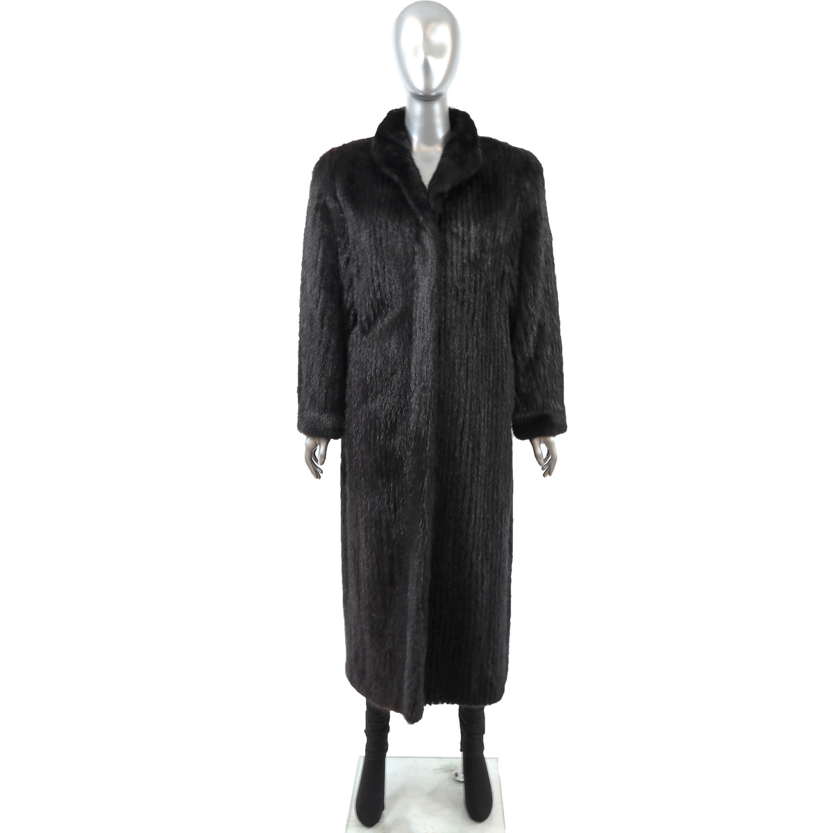 Black Corded Mink Coat- Size L