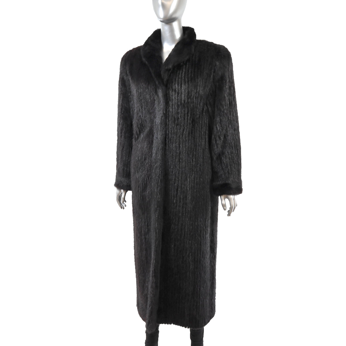 Black Corded Mink Coat- Size L